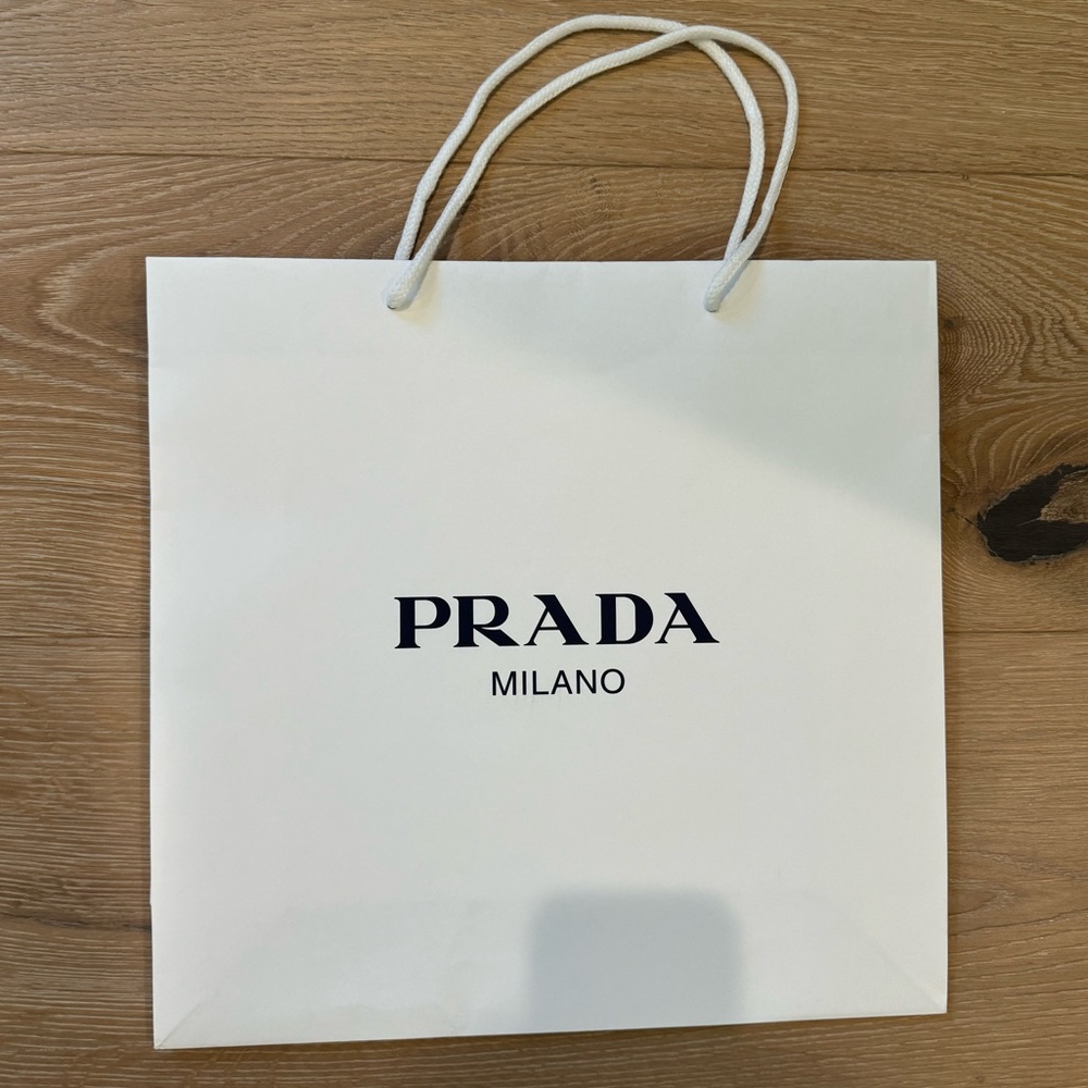 PRADA Authentic Empty Shopping White with Navy Logo 14” x 14” Closet Decor